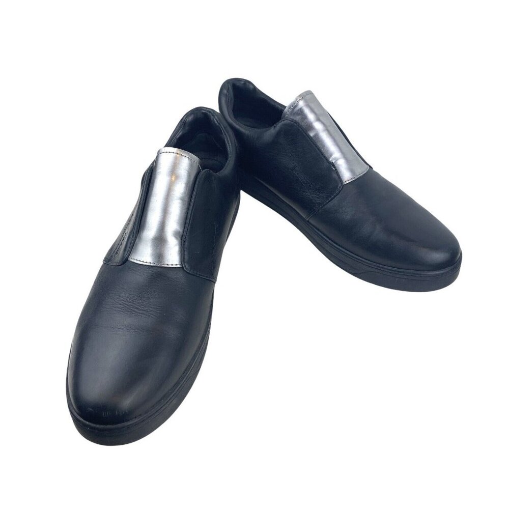 Prada Black Calfskin Leather Silver Chrome Slip On Sneakers 3S6047 US 8 EU 41 - Picture 15 of 16